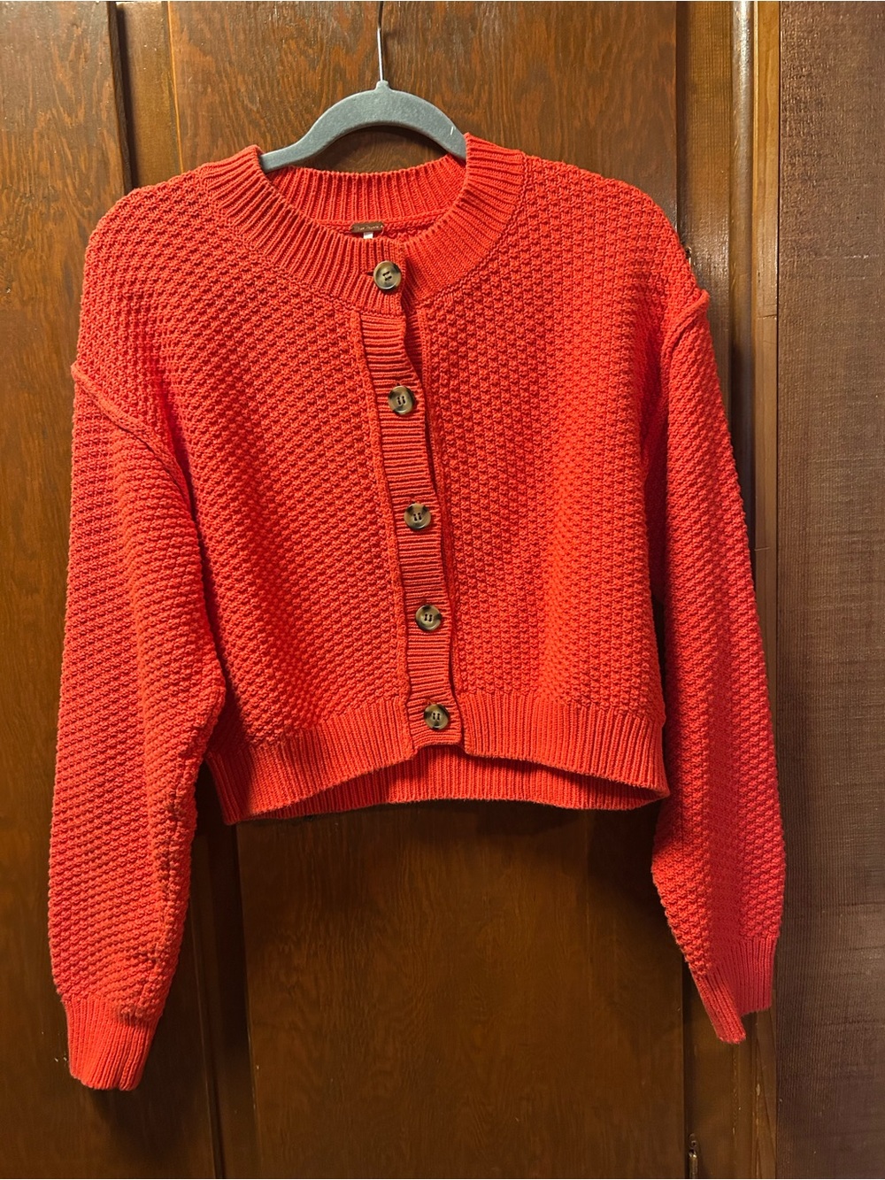 Free People Lila Cardigan - Red Button-Front Women's Sweater